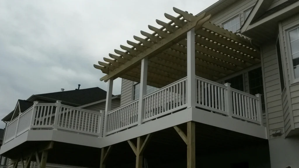 newly installed wooden deck and balcony elevated moyock nc
