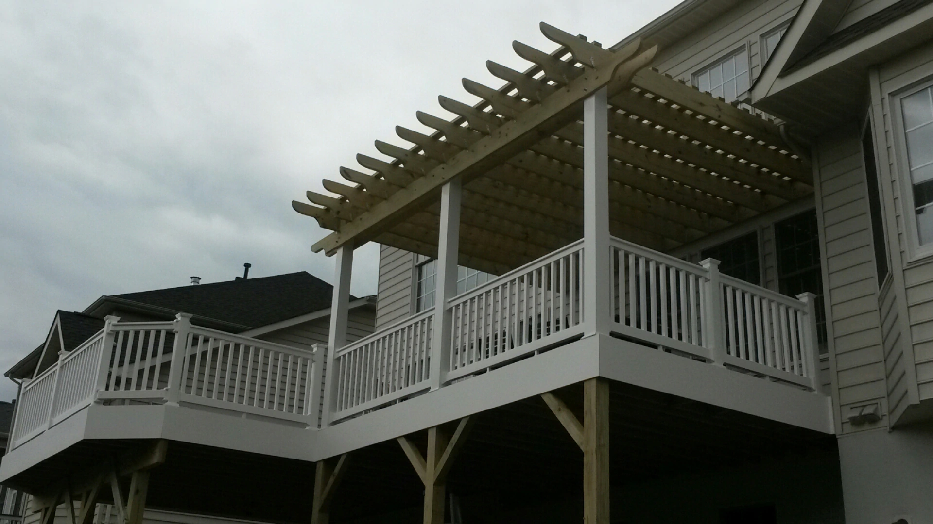 newly installed wooden deck and balcony elevated moyock nc